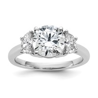 14K White Gold 0.50 Carat Lab Grown Diamond VS SI+ G+ 2 Carat Center Round Semi Mount Three Stone Engagement Ring view 1