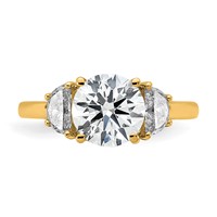 14K Yellow Gold 0.50 Carat Lab Grown Diamond VS SI+ G+ 2 Carat Center Round Semi Mount Three Stone Engagement Ring view 4