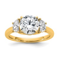 14K Yellow Gold 0.50 Carat Lab Grown Diamond VS SI+ G+ 2 Carat Center Round Semi Mount Three Stone Engagement Ring view 1
