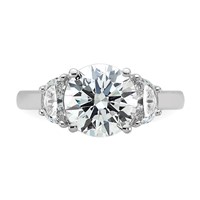 14K White Gold 3.12 Carat Certified Lab Grown Diamond Vs+f+ Round Complete Three Stone Engagement Ring view 4