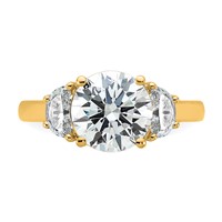 14K Yellow Gold 3.12 Carat Certified Lab Grown Diamond Vs+f+ Round Complete Three Stone Engagement Ring view 4