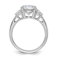 14K White Gold 0.62 Carat Lab Grown Diamond VS SI+ G+ 2.50 Carat Center Round Semi Mount Three Stone Engagement Ring view 2