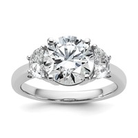 14K White Gold 0.62 Carat Lab Grown Diamond VS SI+ G+ 2.50 Carat Center Round Semi Mount Three Stone Engagement Ring view 1