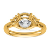 14K Yellow Gold 0.62 Carat Lab Grown Diamond VS+ F+ 2.50 Carat Center Round Semi Mount Three Stone Engagement Ring view 5