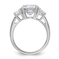 14K White Gold 4 Carat Certified Lab Grown Diamond VS SI+ G+ Round Complete Three Stone Engagement Ring view 2