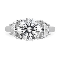 14K White Gold 4 Carat Certified Lab Grown Diamond VS SI+ G+ Round Complete Three Stone Engagement Ring view 4