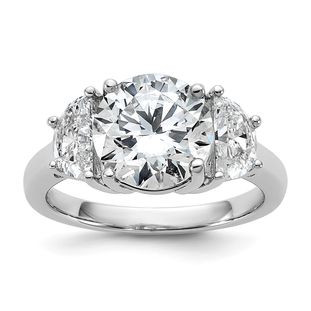 14K White Gold 4 Carat Certified Lab Grown Diamond VS SI+ G+ Round Complete Three Stone Engagement Ring