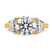 14K Yellow Gold 4 Carat Certified Lab Grown Diamond Vs+f+ Round Complete Three Stone Engagement Ring view 4