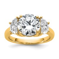 14K Yellow Gold 4 Carat Certified Lab Grown Diamond Vs+f+ Round Complete Three Stone Engagement Ring view 1