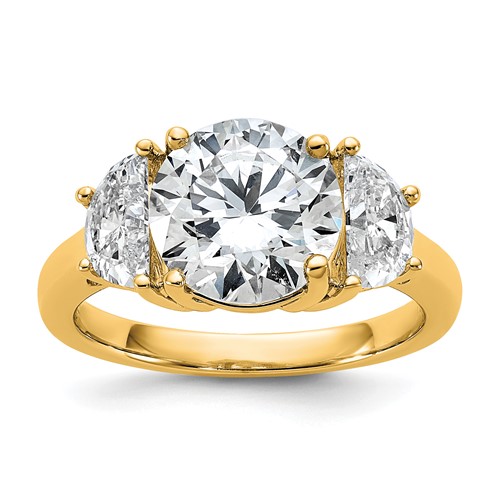 14K Yellow Gold 4 Carat Certified Lab Grown Diamond Vs+f+ Round Complete Three Stone Engagement Ring