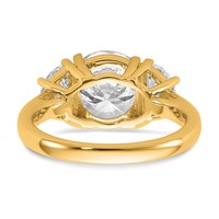 14K Yellow Gold 1 Carat Lab Grown Diamond VS SI+ G+ 3 Carat Center Round Semi Mount Three Stone Engagement Ring view 5