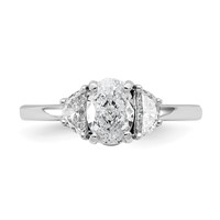 14K White Gold 1.38 Carat Certified Lab Grown Diamond VS SI+ G+ Complete Oval and Half Moon Three Stone Engagement Ring view 4