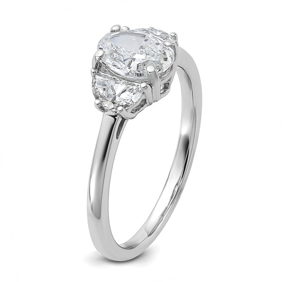 Gold Diamond Oval and Half-moon 3-Stone Bridal Rings