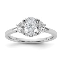14K White Gold 0.38 Carat Lab Grown Diamond VS SI+ G+ Half Moon and 1 Carat Oval Center Semi Mount Three Stone Engagement Ring view 1