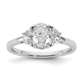 Gold Diamond Oval and Half-moon 3-Stone Bridal Rings