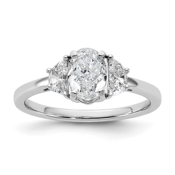 Gold Diamond Oval and Half-moon 3-Stone Bridal Rings