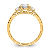 14K Yellow Gold 0.38 Carat Lab Grown Diamond VS+ F+ Half Moon and 1 Carat Oval Center Semi Mount Three Stone Engagement Ring view 2