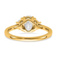 14K Yellow Gold 0.38 Carat Lab Grown Diamond VS+ F+ Half Moon and 1 Carat Oval Center Semi Mount Three Stone Engagement Ring view 5