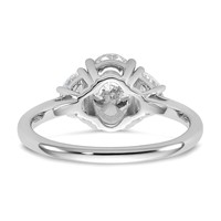 14K White Gold 2 Carat Certified Lab Grown Diamond VS SI+ G+ Complete Oval and Half Moon Three Stone Engagement Ring view 5