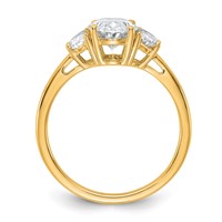 14K Yellow Gold 2 Carat Certified Lab Grown Diamond VS SI+ G+ Complete Oval and Half Moon Three Stone Engagement Ring view 2