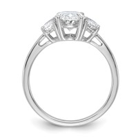 14K White Gold 0.50 Carat Lab Grown Diamond VS+ F+ Half Moon and 1.50 Carat Oval Center Semi Mount Three Stone Engagement Ring view 2