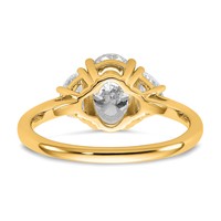 14K Yellow Gold 0.50 Carat Lab Grown Diamond VS SI+ G+ Half Moon and 1.50 Carat Oval Center Semi Mount Three Stone Engagement Ring view 5