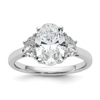 14K White Gold 2.50 Carat Certified Lab Grown Diamond VS SI+ G+ Complete Oval and Half Moon Three Stone Engagement Ring view 1
