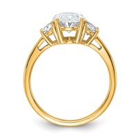 14K Yellow Gold 2.50 Carat Certified Lab Grown Diamond VS+ F+ Complete Oval and Half Moon Three Stone Engagement Ring view 2