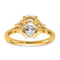 14K Yellow Gold 2.50 Carat Certified Lab Grown Diamond VS+ F+ Complete Oval and Half Moon Three Stone Engagement Ring view 5