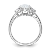 14K White Gold 0.50 Carat Lab Grown Diamond VS+ F+ Half Moon and 2 Carat Oval Center Semi Mount Three Stone Engagement Ring view 2