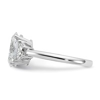 14K White Gold 0.50 Carat Lab Grown Diamond VS+ F+ Half Moon and 2 Carat Oval Center Semi Mount Three Stone Engagement Ring view 3