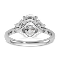 14K White Gold 0.50 Carat Lab Grown Diamond VS+ F+ Half Moon and 2 Carat Oval Center Semi Mount Three Stone Engagement Ring view 5