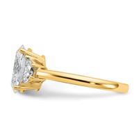 14K Yellow Gold 0.50 Carat Lab Grown Diamond VS SI+ G+ Half Moon and 2 Carat Oval Center Semi Mount Three Stone Engagement Ring view 3