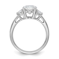 14K White Gold 3.12 Carat Certified Lab Grown Diamond VS+ F+ Complete Oval and Half Moon Three Stone Engagement Ring view 2