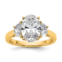 14K Yellow Gold 3.12 Carat Certified Lab Grown Diamond VS+ F+ Complete Oval and Half Moon Three Stone Engagement Ring view 1