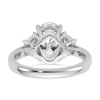 14K White Gold 0.62 Carat Lab Grown Diamond VS SI+ G+ Half Moon and 2.50 Carat Oval Center Semi Mount Three Stone Engagement Ring view 5