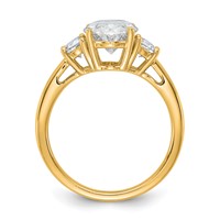 14K Yellow Gold 0.62 Carat Lab Grown Diamond VS+ F+ Half Moon and 2.50 Carat Oval Center Semi Mount Three Stone Engagement Ring view 2