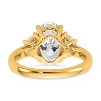 14K Yellow Gold 0.62 Carat Lab Grown Diamond VS+ F+ Half Moon and 2.50 Carat Oval Center Semi Mount Three Stone Engagement Ring view 5