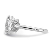14K White Gold 4 Carat Certified Lab Grown Diamond VS+ F+ Complete Oval and Half Moon Three Stone Engagement Ring view 3