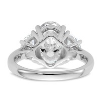 14K White Gold 4 Carat Certified Lab Grown Diamond VS+ F+ Complete Oval and Half Moon Three Stone Engagement Ring view 5
