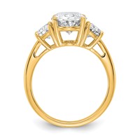 14K Yellow Gold 4 Carat Certified Lab Grown Diamond VS SI+ G+ Complete Oval and Half Moon Three Stone Engagement Ring view 2