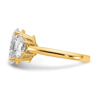 14K Yellow Gold 4 Carat Certified Lab Grown Diamond VS SI+ G+ Complete Oval and Half Moon Three Stone Engagement Ring view 3