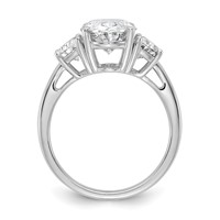 14K White Gold 1 Carat Lab Grown Diamond VS+ F+ Half Moon and 3 Carat Oval Center Semi Mount Three Stone Engagement Ring view 2