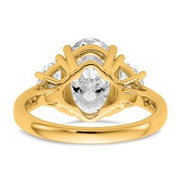 14K Yellow Gold 1 Carat Lab Grown Diamond VS+ F+ Half Moon and 3 Carat Oval Center Semi Mount Three Stone Engagement Ring view 5
