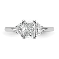14K White Gold 1.38 Carat Certified Lab Grown Diamond VS SI+ G+ Radiant and Half Moon Complete Three Stone Engagement Ring view 4