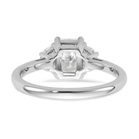 14K White Gold 1.38 Carat Certified Lab Grown Diamond VS SI+ G+ Radiant and Half Moon Complete Three Stone Engagement Ring view 5