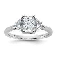 14K White Gold 1.38 Carat Certified Lab Grown Diamond VS SI+ G+ Radiant and Half Moon Complete Three Stone Engagement Ring view 1