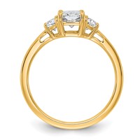 14K Yellow Gold 1.38 Carat Certified Lab Grown Diamond VS SI+ G+ Radiant and Half Moon Complete Three Stone Engagement Ring view 2