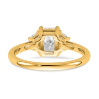 14K Yellow Gold 1.38 Carat Certified Lab Grown Diamond VS SI+ G+ Radiant and Half Moon Complete Three Stone Engagement Ring view 5