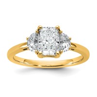 14K Yellow Gold 1.38 Carat Certified Lab Grown Diamond VS SI+ G+ Radiant and Half Moon Complete Three Stone Engagement Ring view 1